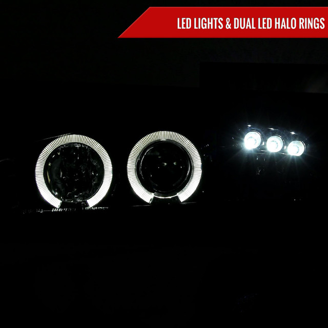 Spec-D Tuning Mustang Dual Halo Projector Headlights - Gloss Black Housing, Smoked Lens (1994-1998) - Image Spec-D Tuning Mustang Dual Halo Projector Headlights - Gloss Black Housing, Smoked Lens (1994-1998) - Image
