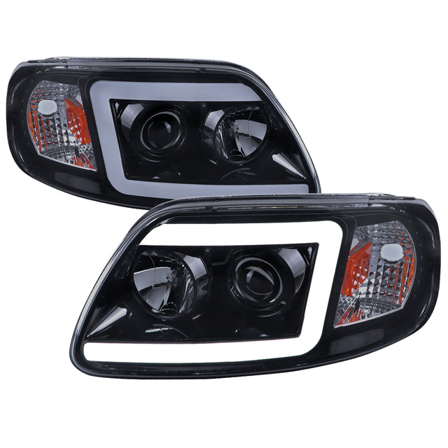 Spec-D Tuning F-150 Projector Headlights w/ LED C-Bars - Gloss Black Housing, Smoked Lens (1997-2003) - Image Spec-D Tuning F-150 Projector Headlights w/ LED C-Bars - Gloss Black Housing, Smoked Lens (1997-2003) - Image
