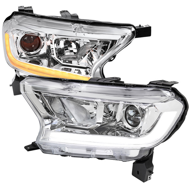 Spec-D Tuning Ranger Switchback Sequential LED Bar Projector Headlights  - Chrome Housing, Clear Lens (2019-2022) - Image