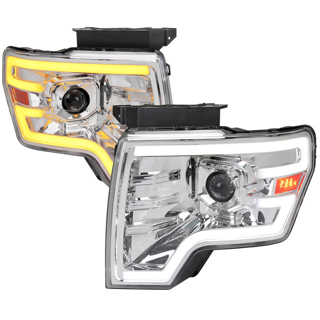 Spec-D Tuning F-150 Projector Headlights w/ Switchback Sequential LED C-Bars - Chrome Housing, Clear Lens (2009-2014) - Image Spec-D Tuning F-150 Projector Headlights w/ Switchback Sequential LED C-Bars - Chrome Housing, Clear Lens (2009-2014) - Image