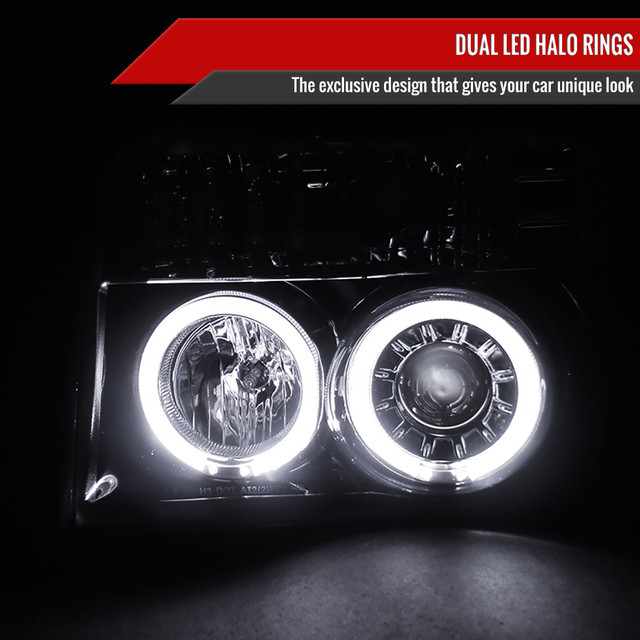Spec-D Tuning F-150 Dual Halo Projector Headlights - Gloss Black Housing, Smoked Lens (1992-1996) - Image Spec-D Tuning F-150 Dual Halo Projector Headlights - Gloss Black Housing, Smoked Lens (1992-1996) - Image