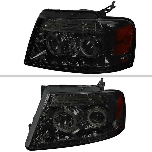 Spec-D Tuning F-150 Dual Halo Projector Headlights w/ LED Light Strip - Chrome Housing, Smoked Lens (2004-2008) - Image Spec-D Tuning F-150 Dual Halo Projector Headlights w/ LED Light Strip - Chrome Housing, Smoked Lens (2004-2008) - Image