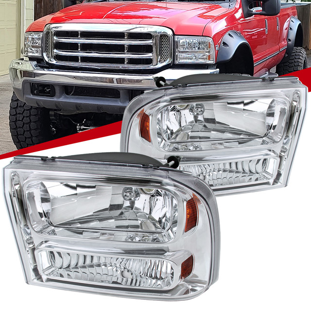 Spec-D Tuning F-250 Crystal Headlights - Chrome Housing, Clear Lens (1999-2004) - Image Spec-D Tuning F-250 Crystal Headlights - Chrome Housing, Clear Lens (1999-2004) - Image