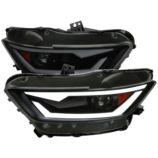 Spec-D Tuning Mustang Xenon HID Projector Headlights w/ LED Strips - Black Housing, Smoked Lens (2015-2017) - Image Spec-D Tuning Mustang Xenon HID Projector Headlights w/ LED Strips - Black Housing, Smoked Lens (2015-2017) - Image