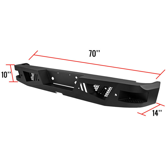 Spec-D Tuning F-150 Heavy Duty Steel Rear Bumper w/ Steps - Textured Black (2006-2014) - Image Spec-D Tuning F-150 Heavy Duty Steel Rear Bumper w/ Steps - Textured Black (2006-2014) - Image