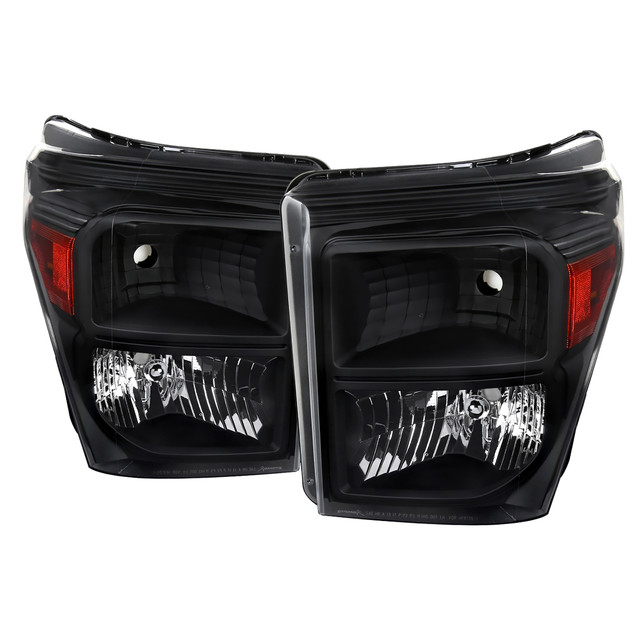 Spec-D Tuning F-250 Factory Style Headlights w/ Amber Reflectors - Matte Black Housing, Clear Lens (2011-2016) - Image Spec-D Tuning F-250 Factory Style Headlights w/ Amber Reflectors - Matte Black Housing, Clear Lens (2011-2016) - Image