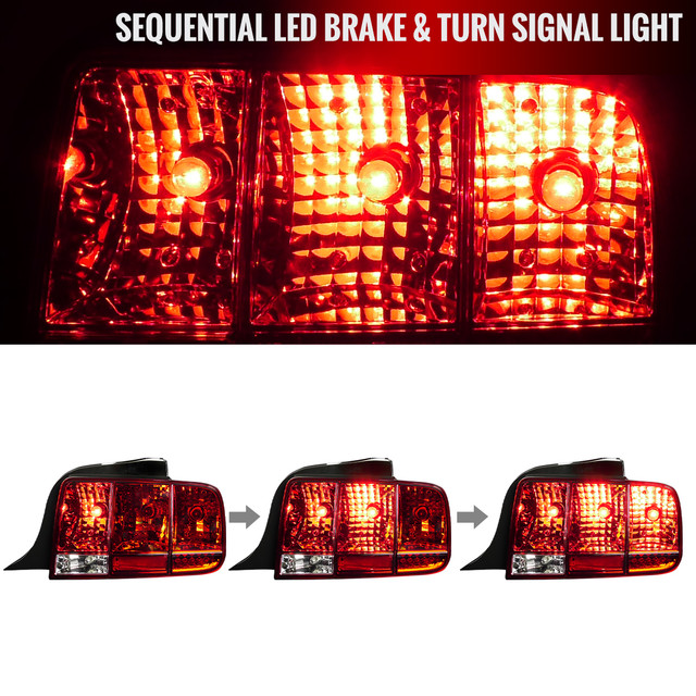 Spec-D Tuning Mustang Sequential Tail Lights - Chrome Housing, Red Lens (2005-2009) - Image Spec-D Tuning Mustang Sequential Tail Lights - Chrome Housing, Red Lens (2005-2009) - Image