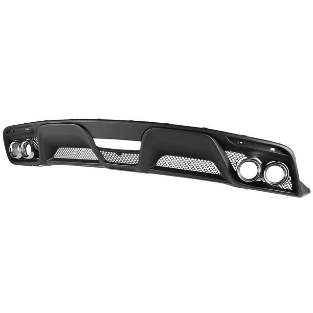 Spec-D Tuning Mustang GT350 Style Rear Diffuser w/ Dual Stainless Steel Muffler Tips - Matte Black (2015-2017) - Image