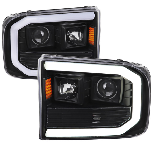 Spec-D Tuning F-250 Projector Headlights w/ LED C-Bars - Matte Black Housing, Clear Lens (1999-2004) - Image Spec-D Tuning F-250 Projector Headlights w/ LED C-Bars - Matte Black Housing, Clear Lens (1999-2004) - Image