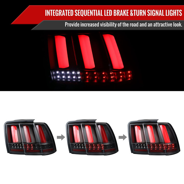 Spec-D Tuning Mustang Sequential LED Tail Lights - Black Housing, Clear Lens (1999-2004) - Image Spec-D Tuning Mustang Sequential LED Tail Lights - Black Housing, Clear Lens (1999-2004) - Image