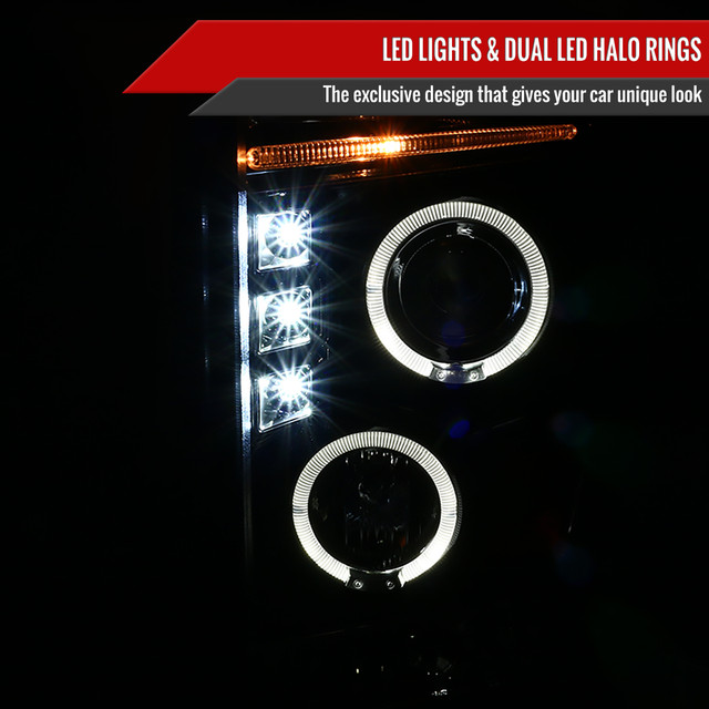 Spec-D Tuning F-250 Dual Halo Projector Headlights - Gloss Black Housing, Smoked Lens (2008-2010) - Image Spec-D Tuning F-250 Dual Halo Projector Headlights - Gloss Black Housing, Smoked Lens (2008-2010) - Image