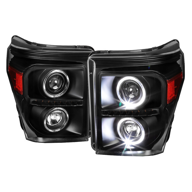 Spec-D Tuning F-250 Dual Halo Projector Headlights w/ LED Turn Signals - Matte Black Housing, Clear Lens (2011-2016) - Image Spec-D Tuning F-250 Dual Halo Projector Headlights w/ LED Turn Signals - Matte Black Housing, Clear Lens (2011-2016) - Image