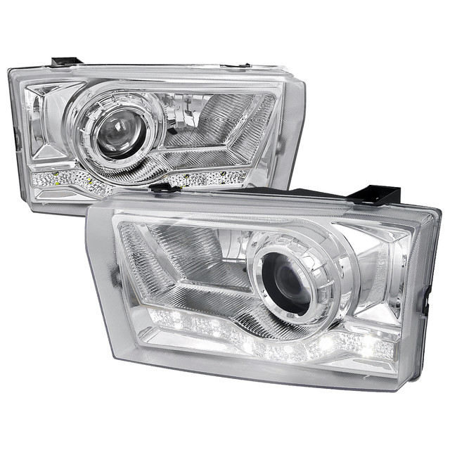 Spec-D Tuning F-250 Projector Headlights w/ SMD LED Light Strip - Chrome Housing, Clear Lens (1999-2004) - Image Spec-D Tuning F-250 Projector Headlights w/ SMD LED Light Strip - Chrome Housing, Clear Lens (1999-2004) - Image