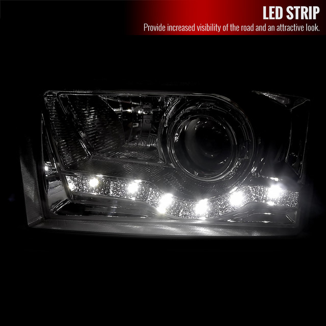 Spec-D Tuning F-250 Projector Headlights w/ SMD LED Light Strip - Chrome Housing, Clear Lens (1999-2004) - Image Spec-D Tuning F-250 Projector Headlights w/ SMD LED Light Strip - Chrome Housing, Clear Lens (1999-2004) - Image