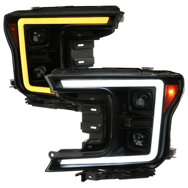 Spec-D Tuning F-150 Projector Headlights w/ LED Switchback Sequential Turn Signal Bars - Black Housing, Smoked Lens (2018-2020) - Image Spec-D Tuning F-150 Projector Headlights w/ LED Switchback Sequential Turn Signal Bars - Black Housing, Smoked Lens (2018-2020) - Image