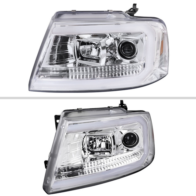 Spec-D Tuning F-150 Projector Headlights w/ LED C-Bars - Chrome Housing, Clear Lens (2004-2008) - Image Spec-D Tuning F-150 Projector Headlights w/ LED C-Bars - Chrome Housing, Clear Lens (2004-2008) - Image
