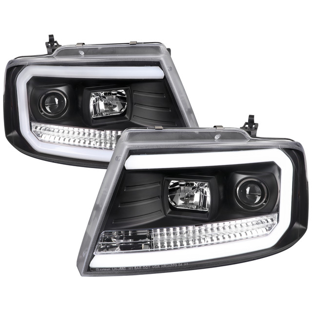 Spec-D Tuning F-150 Projector Headlights w/ LED C-Bars - Matte Black Housing, Clear Lens (2004-2008) - Image Spec-D Tuning F-150 Projector Headlights w/ LED C-Bars - Matte Black Housing, Clear Lens (2004-2008) - Image