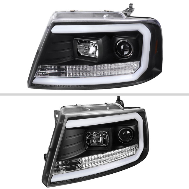 Spec-D Tuning F-150 Projector Headlights w/ LED C-Bars - Matte Black Housing, Clear Lens (2004-2008) - Image Spec-D Tuning F-150 Projector Headlights w/ LED C-Bars - Matte Black Housing, Clear Lens (2004-2008) - Image