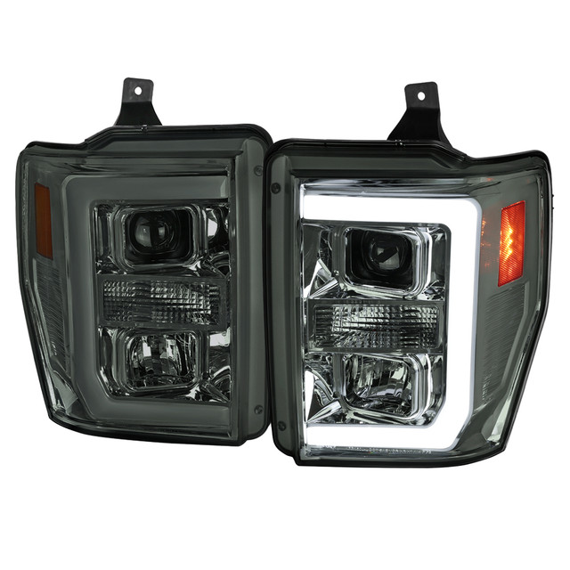 Spec-D Tuning F-250 Projector Headlights w/ LED C-Bars - Chrome Housing, Smoked Lens (2008-2010) - Image Spec-D Tuning F-250 Projector Headlights w/ LED C-Bars - Chrome Housing, Smoked Lens (2008-2010) - Image