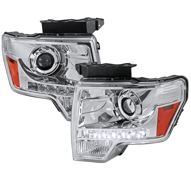 Spec-D Tuning F-150 Projector Headlights w/ LED Light Strip - Chrome Housing, Clear Lens (2009-2014) - Image Spec-D Tuning F-150 Projector Headlights w/ LED Light Strip - Chrome Housing, Clear Lens (2009-2014) - Image
