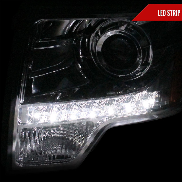 Spec-D Tuning F-150 Projector Headlights w/ LED Light Strip - Chrome Housing, Clear Lens (2009-2014) - Image Spec-D Tuning F-150 Projector Headlights w/ LED Light Strip - Chrome Housing, Clear Lens (2009-2014) - Image