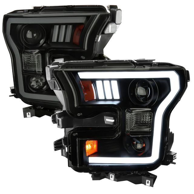 Spec-D Tuning F-150 Projector Headlights w/ LED C-Bars - Black Housing, Smoked Lens (2015-2017) - Image Spec-D Tuning F-150 Projector Headlights w/ LED C-Bars - Black Housing, Smoked Lens (2015-2017) - Image