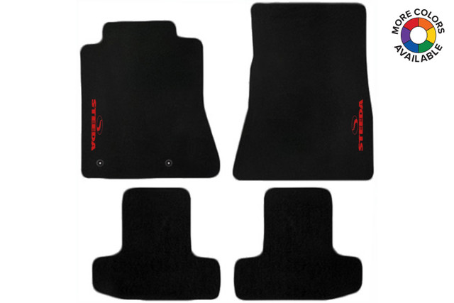 Steeda Mustang Embroidered Black Cutpile Floor Mats (2015-2026) - Image