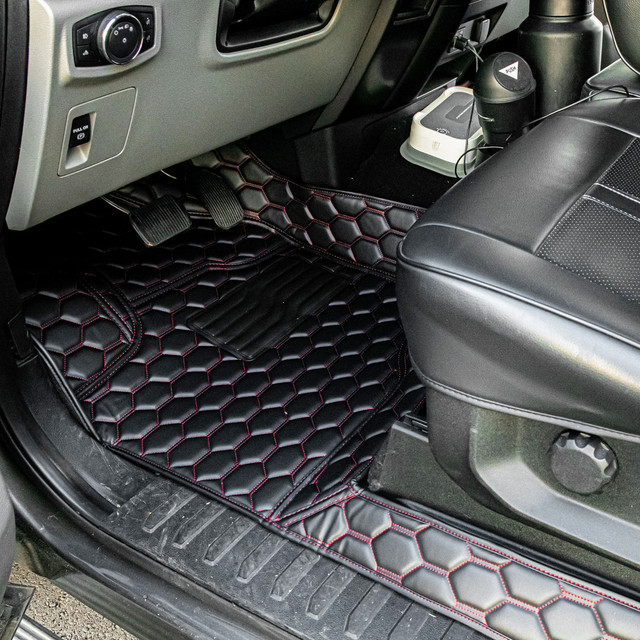 Kustom Interior F-150 Regular Cab Honeycomb Artificial Leather Floor Mat Liners (2015-2026) - Image Kustom Interior F-150 Regular Cab Honeycomb Artificial Leather Floor Mat Liners (2015-2026) - Image