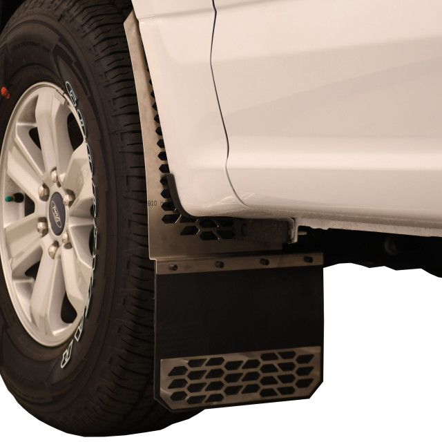 Putco F-150 HEX Front Mud Skins Set - Brushed SS (2015-2026) - Image