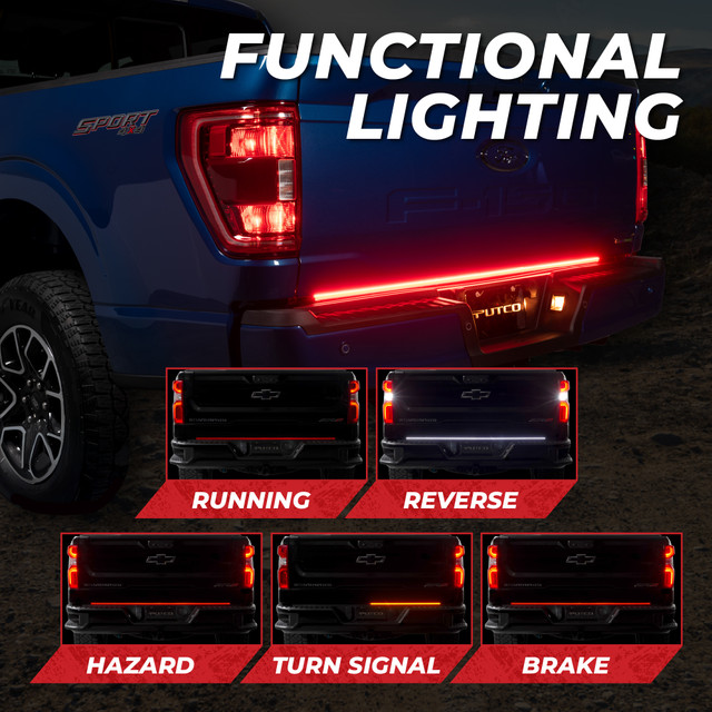 Putco Ranger 48" Blade Tailgate Red & White LED Light Bar - Factory LED Tail Lamps (2019-2023) - Image