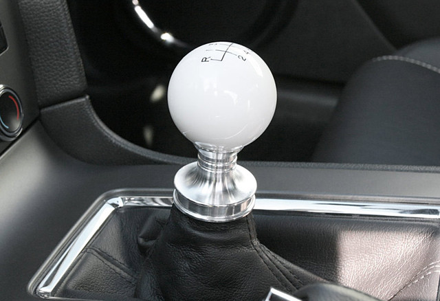Steeda Mustang White Cue Ball Shift Knob & Billet Collar (2011-2014) - Image