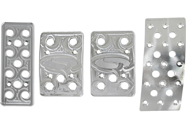 Steeda Mustang Manual Aluminum Pedal Covers - 4 Piece/Curved Gas (1979-2004) - Image