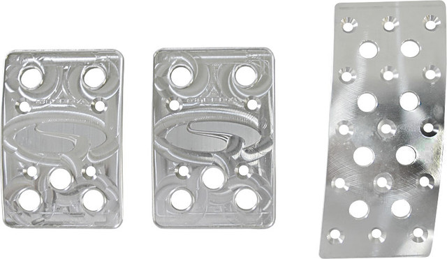 Steeda Mustang Manual Aluminum Pedal Covers - 3 Piece/Curved Gas (1979-2004) - Image