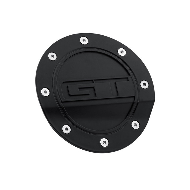 Drake Mustang Fuel Door Comp Series Matte Black With GT Logo (2015-2023) - Image