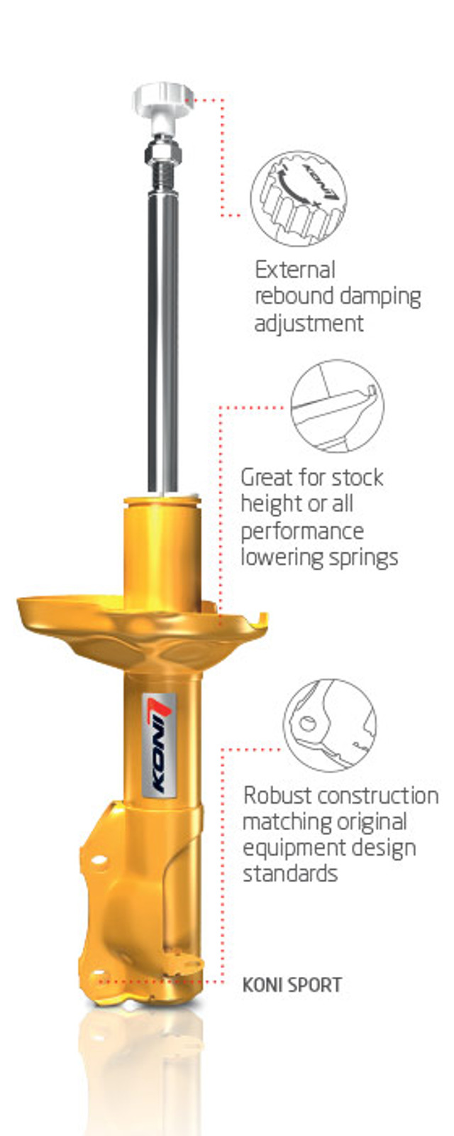 Koni Sport Adjustable Right Front Strut for Fiesta (2010-2016) - Image