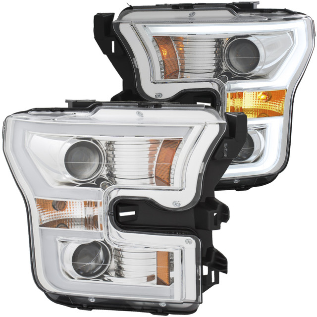 Anzo F-150 Projector Headlights w/ Plank Style Design - Chrome w/ Amber (2015-2017) - Image Anzo F-150 Projector Headlights w/ Plank Style Design - Chrome w/ Amber (2015-2017) - Image
