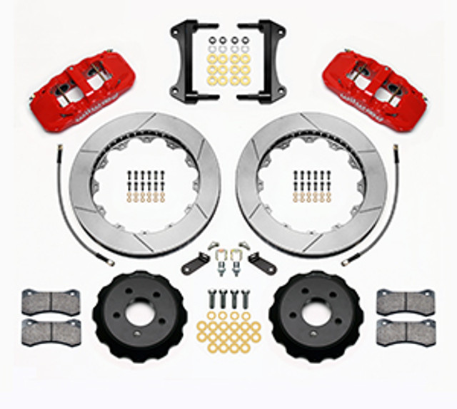 Wilwood Mustang AERO6 Street Front Big Brake Kit - 15" Slotted Rotors Red 6 Piston Calipers (2015-2022) - Image