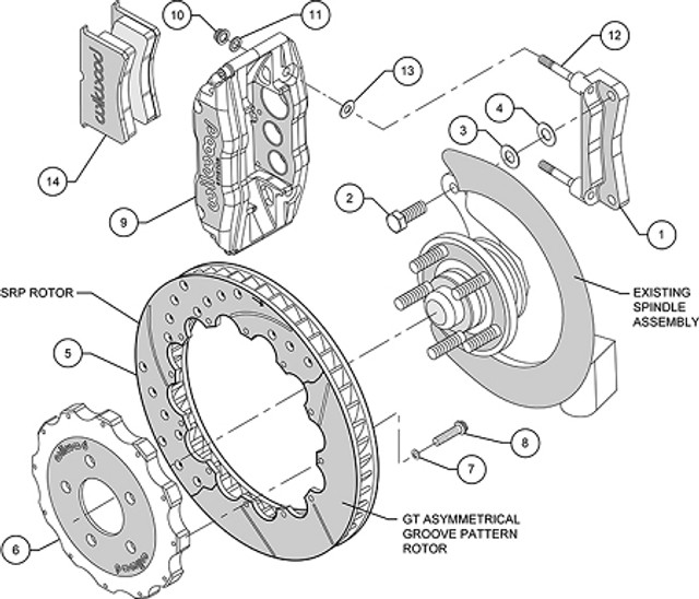Wilwood Mustang AERO6 Street Front Big Brake Kit - 15" Slotted Rotors Red 6 Piston Calipers (2015-2022) - Image
