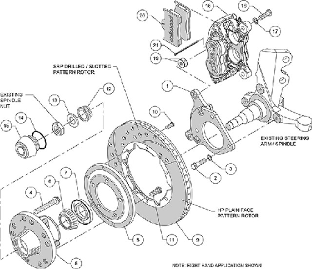 Wilwood Mustang Forged Narrow Superlite 6R Big Brake Front Brake Kit - Red Caliper-Drilled Rotor (1994-2004) - Image