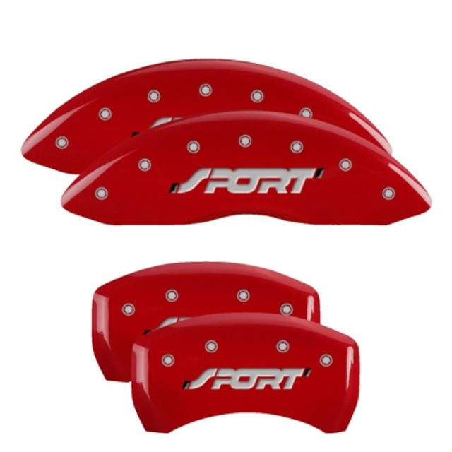 MGP Explorer Caliper Covers Front & Rear SPORT Red Finish w/ Silver Lettering (2011-2019) - Image