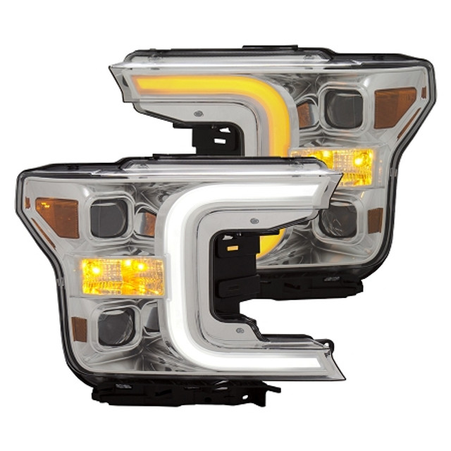 Anzo F-150 Plank Style Switchback Projector Headlights Chrome W/ Amber (2018-2020) - Image Anzo F-150 Plank Style Switchback Projector Headlights Chrome W/ Amber (2018-2020) - Image