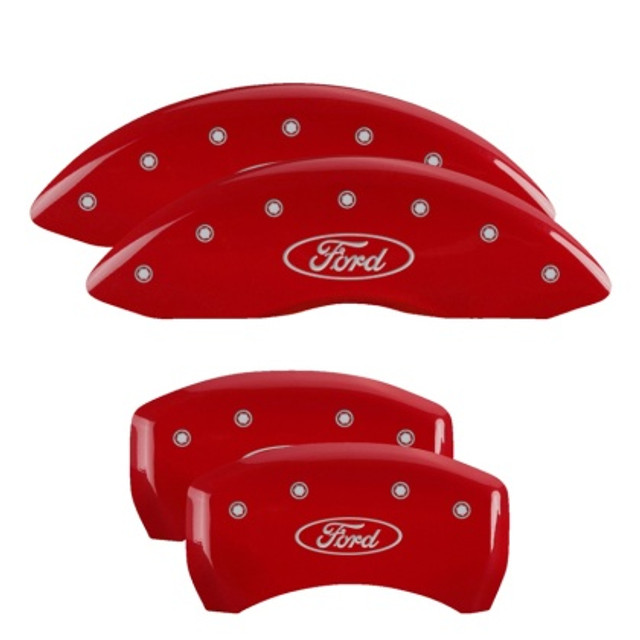 MGP Explorer Caliper Covers Front & Rear Logo Red Finish w/ Silver Lettering (2011-2019) - Image