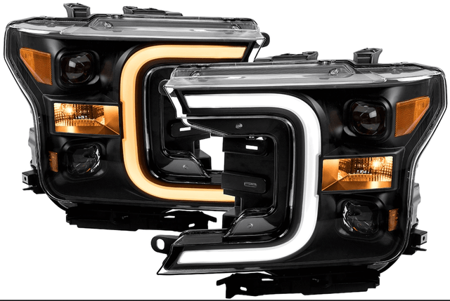 Anzo F-150 LED Projector Headlights w/ Plank Style Switchback Black w/ Amber (2018-2020) - Image Anzo F-150 LED Projector Headlights w/ Plank Style Switchback Black w/ Amber (2018-2020) - Image