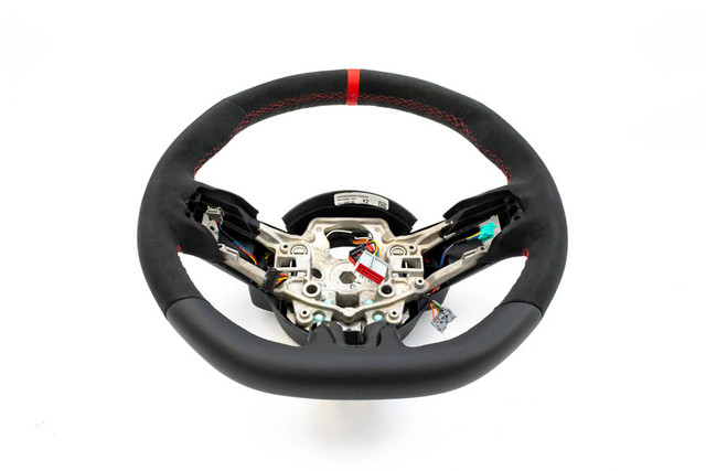 Steeda Q850 Mustang Alcantara Steering Wheel - Red Sightline (2015-2017) - Image
