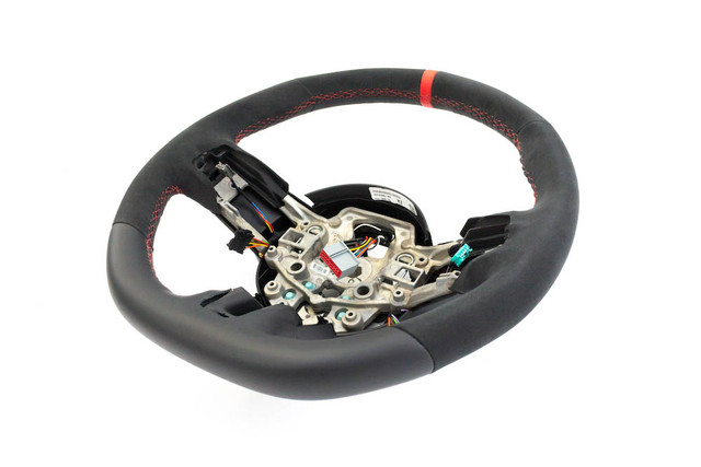 Steeda Q850 Mustang Alcantara Steering Wheel - Red Sightline (2015-2017) - Image