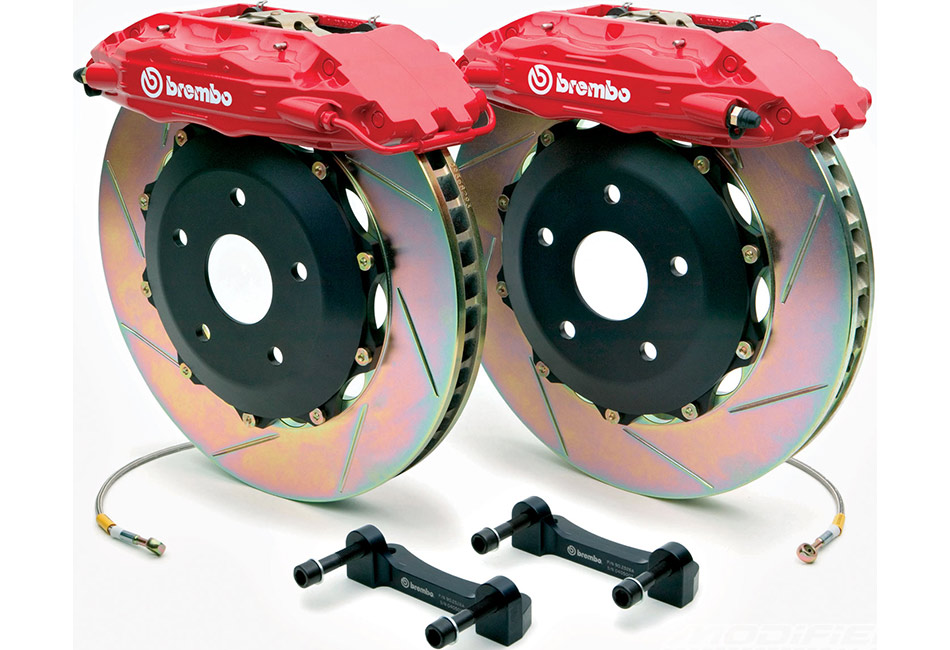 Brembo Gran Turismo 4 Piston Front Brake Kit Red Slotted Rotors - Ford S  2011-2013, 1P5.7002A2