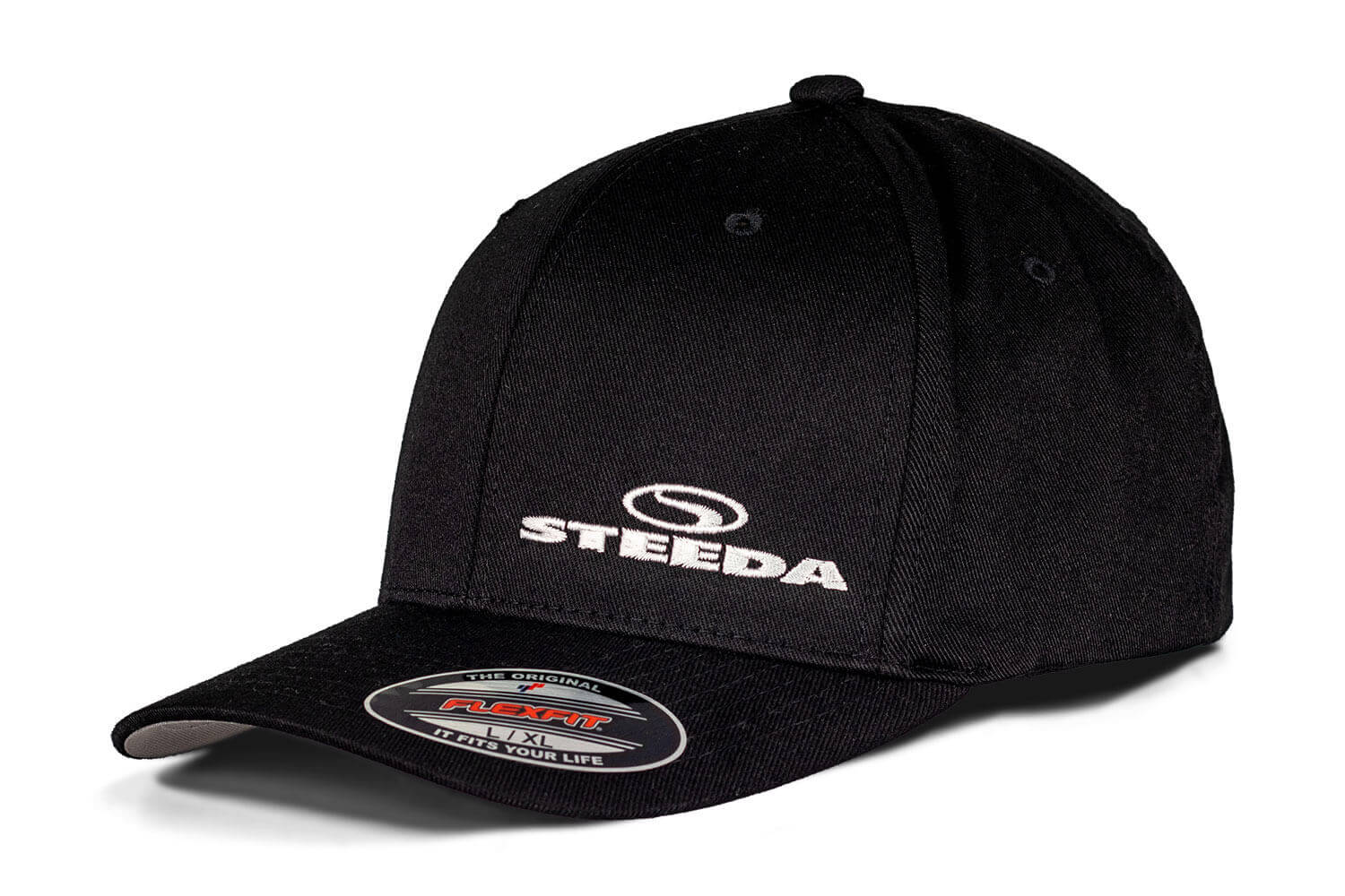 Steeda Black Flexfit Hat, 297 6277BK - Main Image