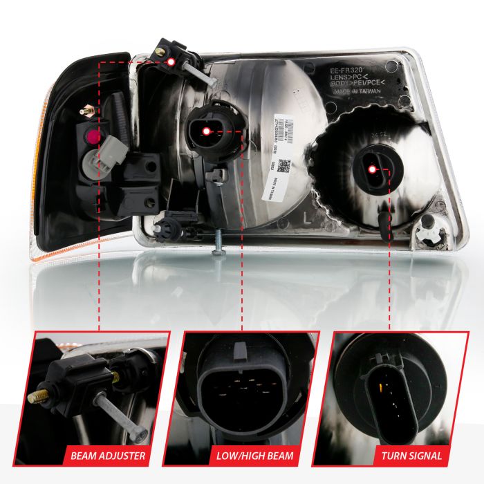 Anzo 111484 Ranger Crystal Headlight Chrome w/ Corner Lights (01-11)