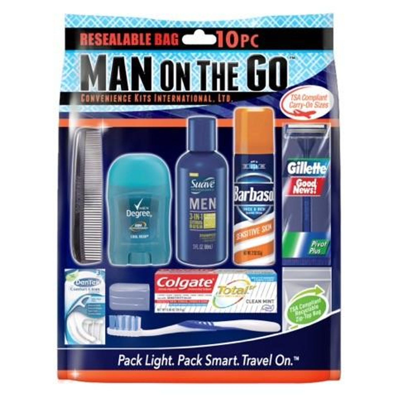 Man on The Go 10 PC Travel Kit Mesh Bag