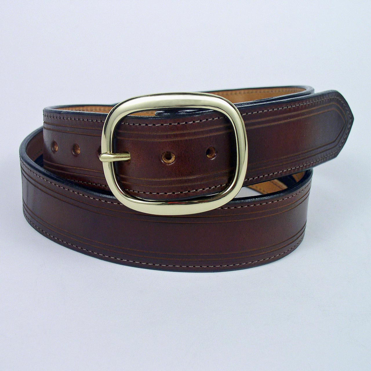 Men's Classic Gold/Silver V-Buckle Design Soft Calfskin Belt